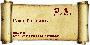 Páva Marianna névjegykártya