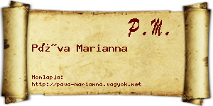 Páva Marianna névjegykártya